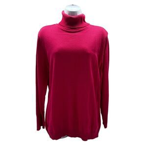 New York & Company Pink Turtleneck Long Sleeve Pullover Sweater Soft Stretch‎ L